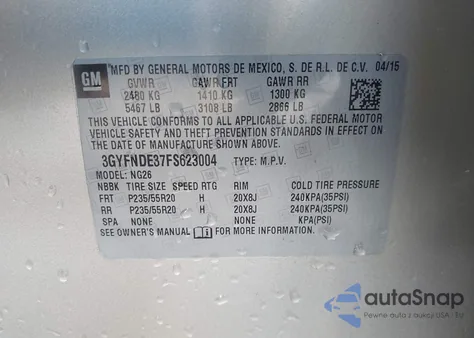 2015 Cadillac Srx Premium Collection из США, поврежденный, VIN 3GYFNDE37FS623004